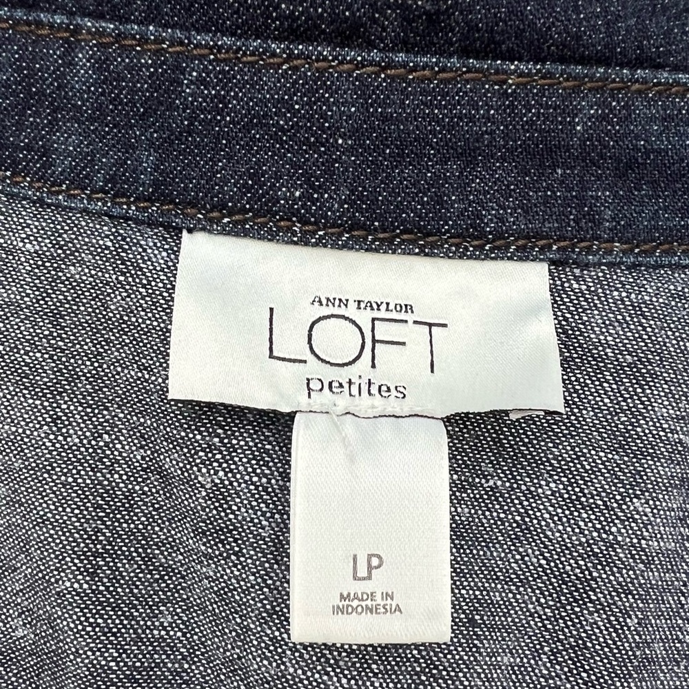 Ann Taylor Loft Denim Jean Jacket Short Sleeves LP Pettite Large Lg - Picture 11 of 12